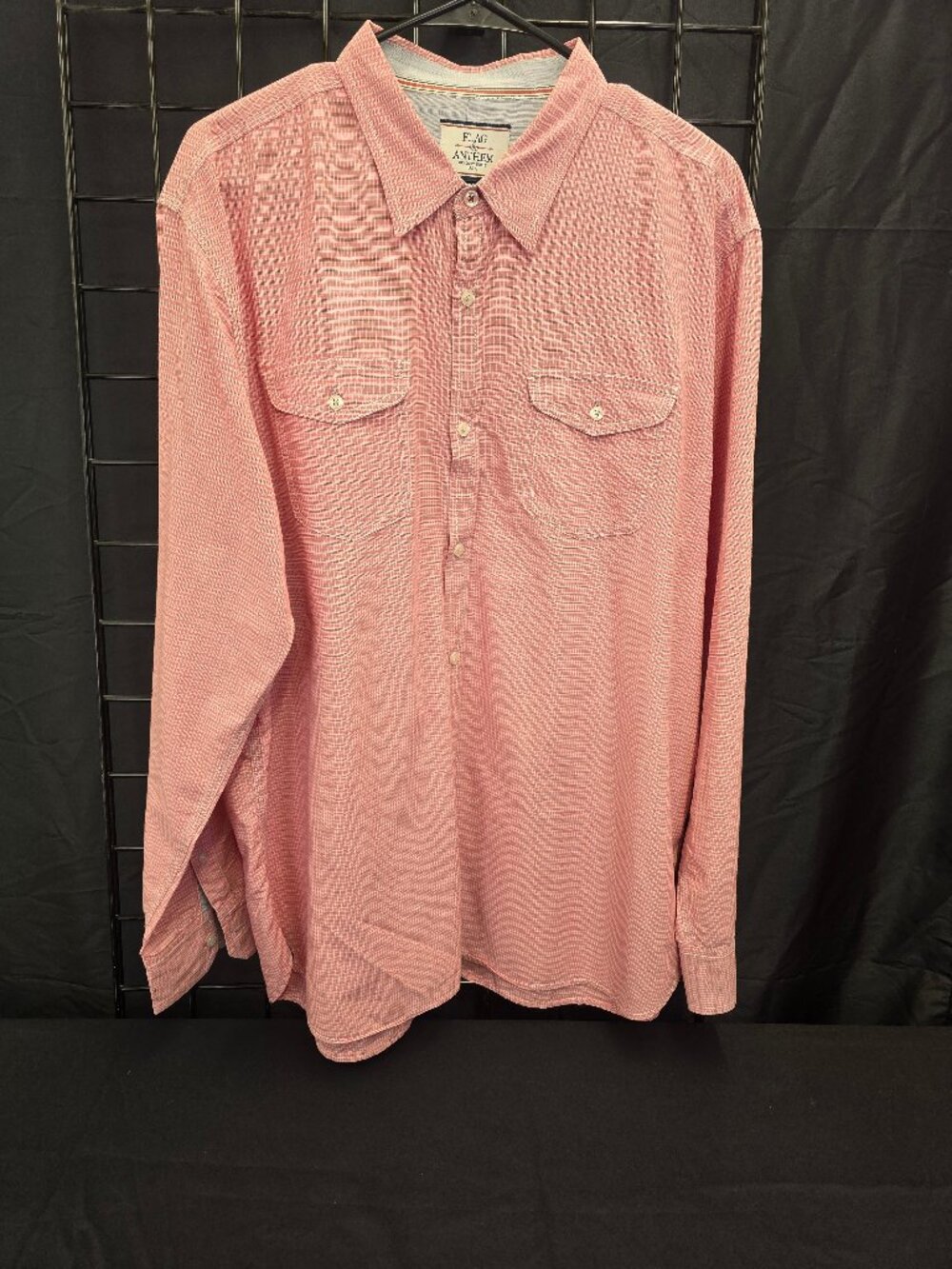Flag & Anthem Men's XXL Red Mini Check Long Sleeve Double Pocket Button-Up